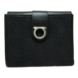 Salvatore Ferragamo Double Hook Wallet Canvas Black